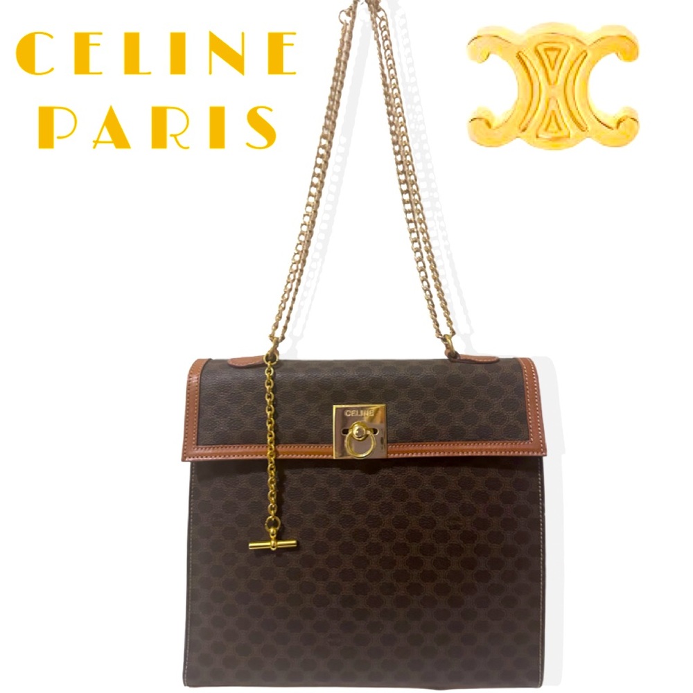 Celine Macadam Brown Canvas HandBag PVC - Picture 15 of 15